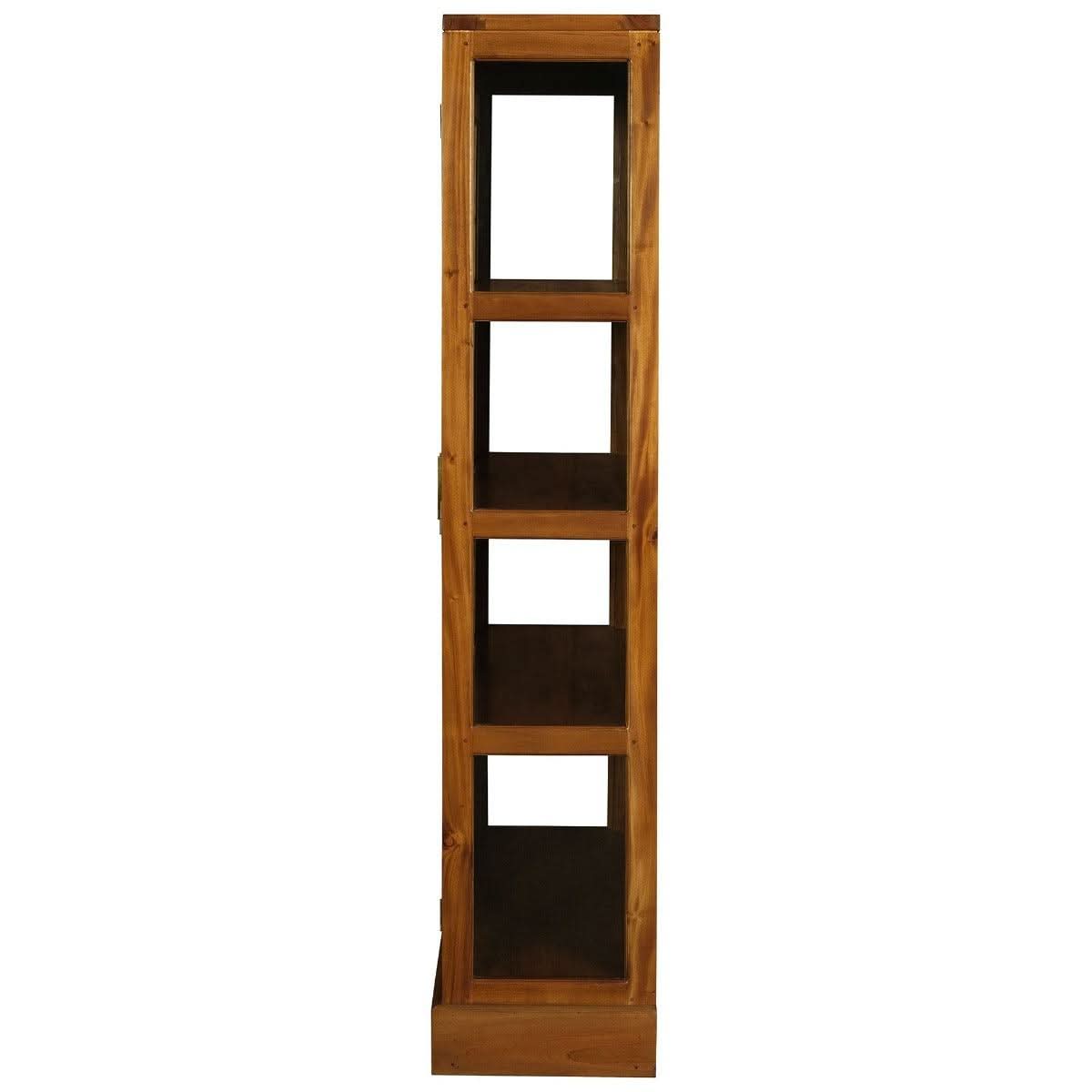 PARIS SOLID MAHOGANY TIMBER DISPLAY CABINET WITH 3 SHELVES - LIGHT PECAN - MyChocolateWood