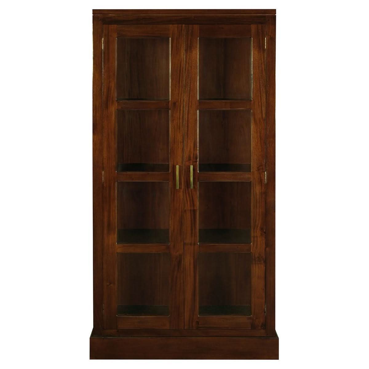 PARIS SOLID MAHOGANY TIMBER DISPLAY CABINET WITH 3 SHELVES - MAHOGANY - MyChocolateWood