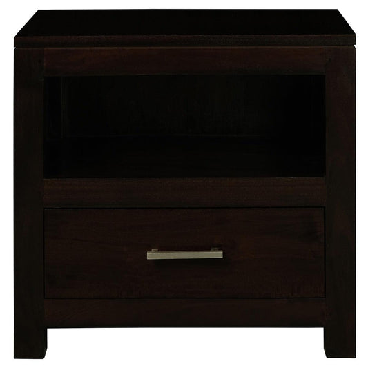 PARIS SOLID MAHOGANY TIMBER LAMP TABLE/SIDE TABLE - SINGLE DRAWER - CHOCOLATE - MyChocolateWood