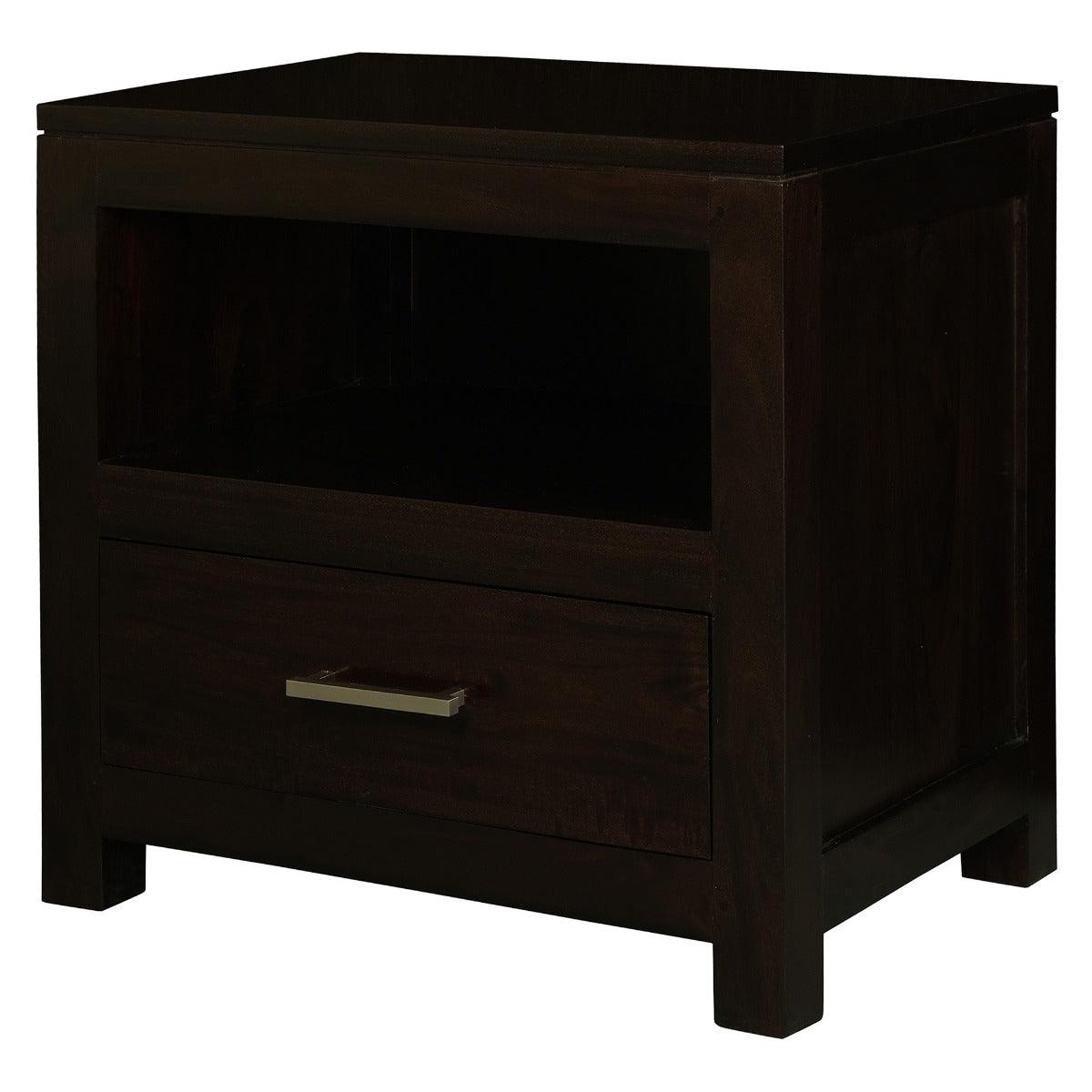 PARIS SOLID MAHOGANY TIMBER LAMP TABLE/SIDE TABLE - SINGLE DRAWER - CHOCOLATE - MyChocolateWood