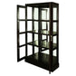 PARIS SOLID MAHOGANY TIMBER MIRRORED BACK DISPLAY CABINET WITH 3 SHELVES - CHOCOLATE - MyChocolateWood