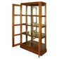 PARIS SOLID MAHOGANY TIMBER MIRRORED BACK DISPLAY CABINET WITH 3 SHELVES - LIGHT PECAN - MyChocolateWood