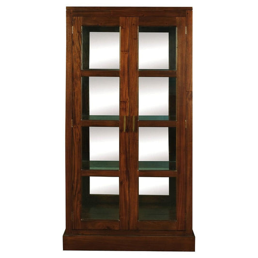 PARIS SOLID MAHOGANY TIMBER MIRRORED BACK DISPLAY CABINET WITH 3 SHELVES -MAHOGANY - MyChocolateWood