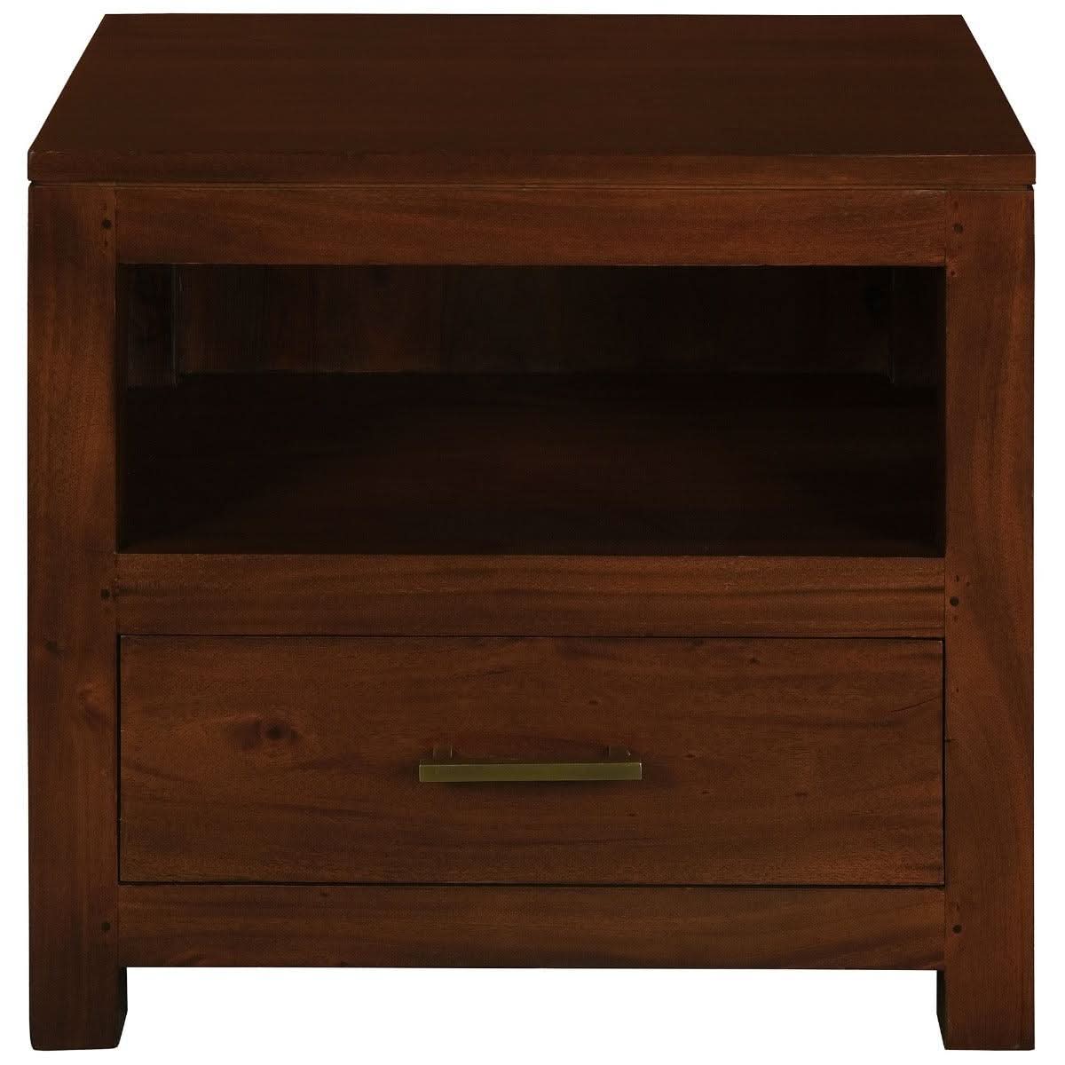 PARIS SOLID MAHOGANY TIMBER SINGLE DRAWER LAMP TABLE - MAHOGANY - MyChocolateWood