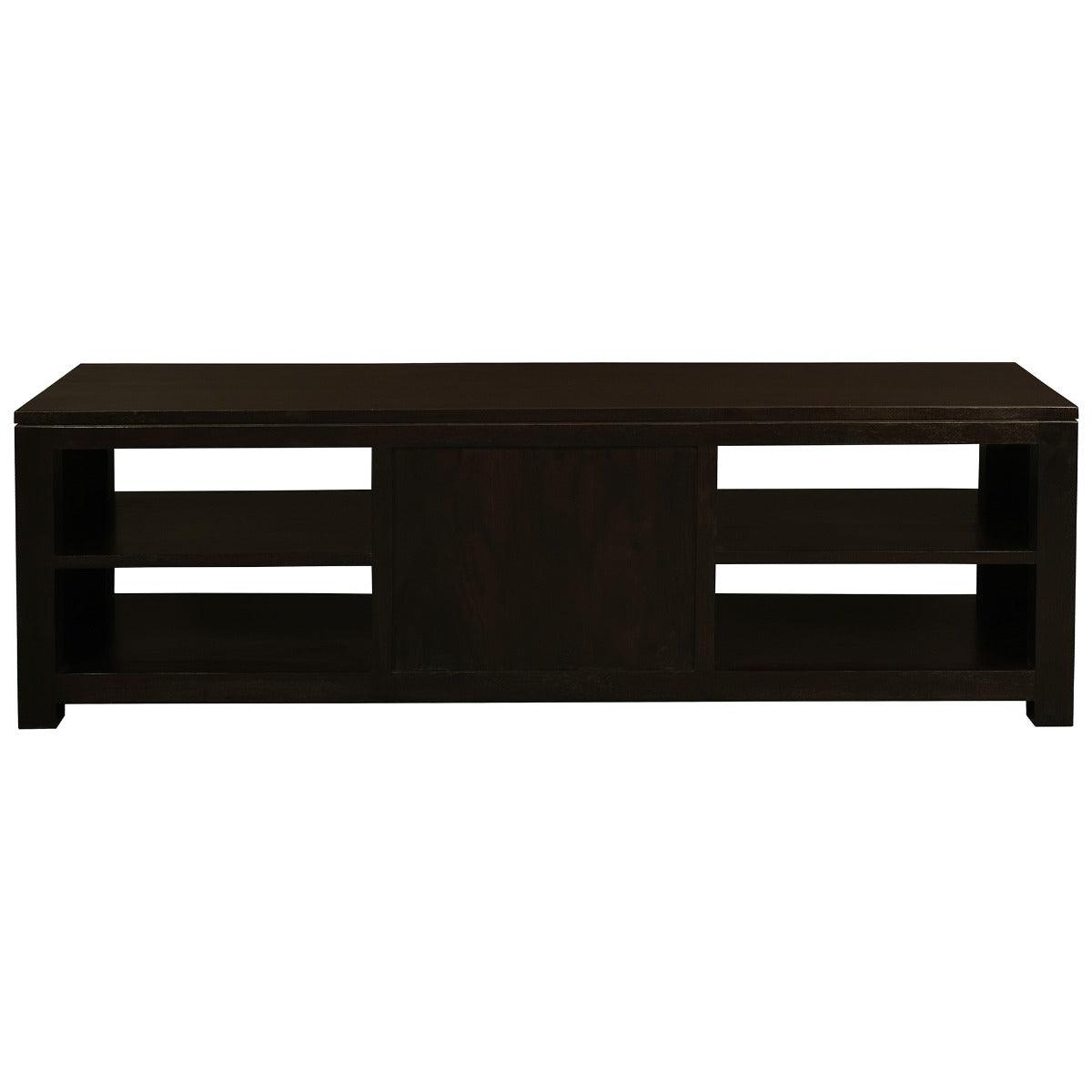 PARIS SOLID MAHOGANY TIMBER TV UNIT 2 DRAWERS & 4 SHELVES - CHOCOLATE - MyChocolateWood