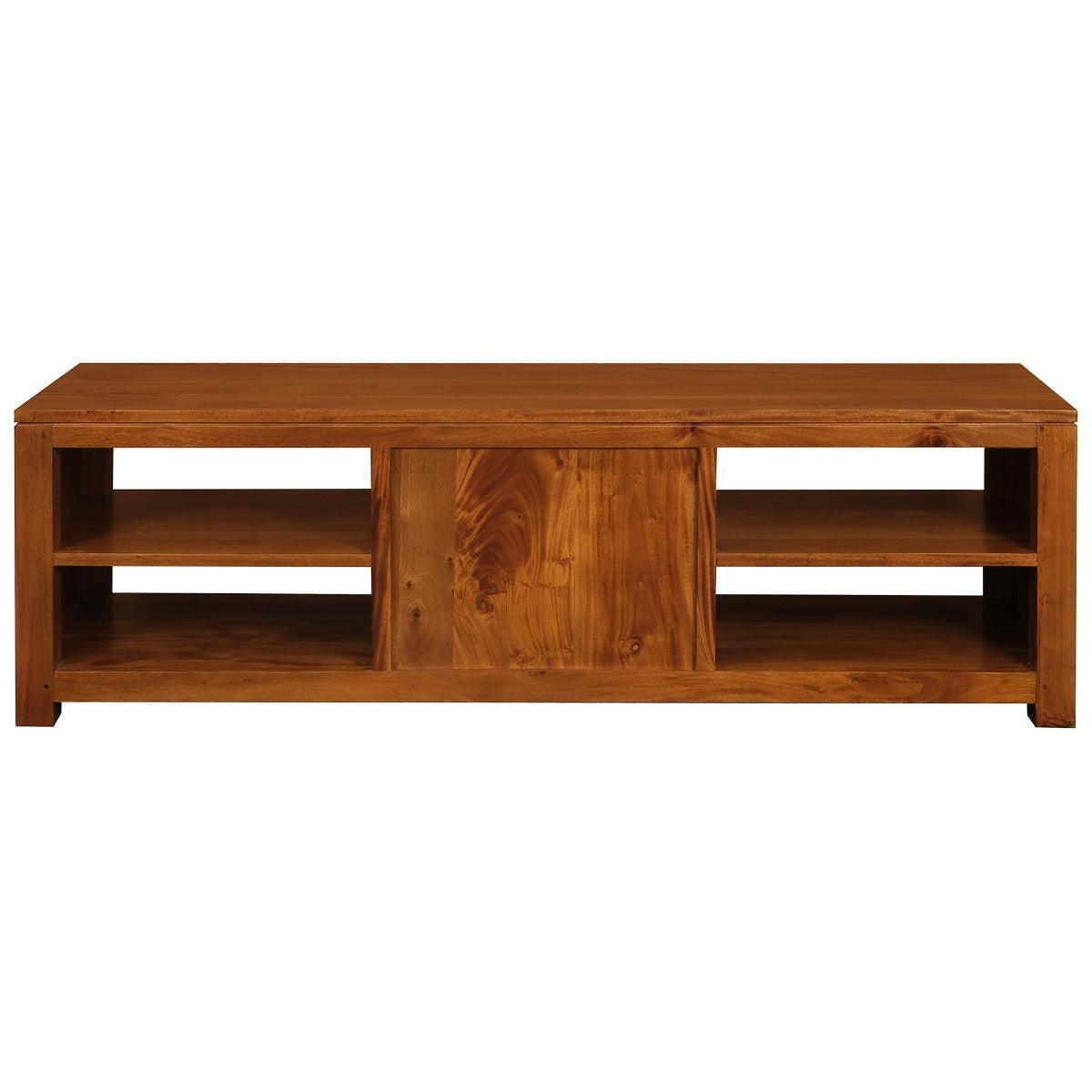 PARIS SOLID MAHOGANY TIMBER TV UNIT 2 DRAWERS & 4 SHELVES - LIGHT PECAN - MyChocolateWood