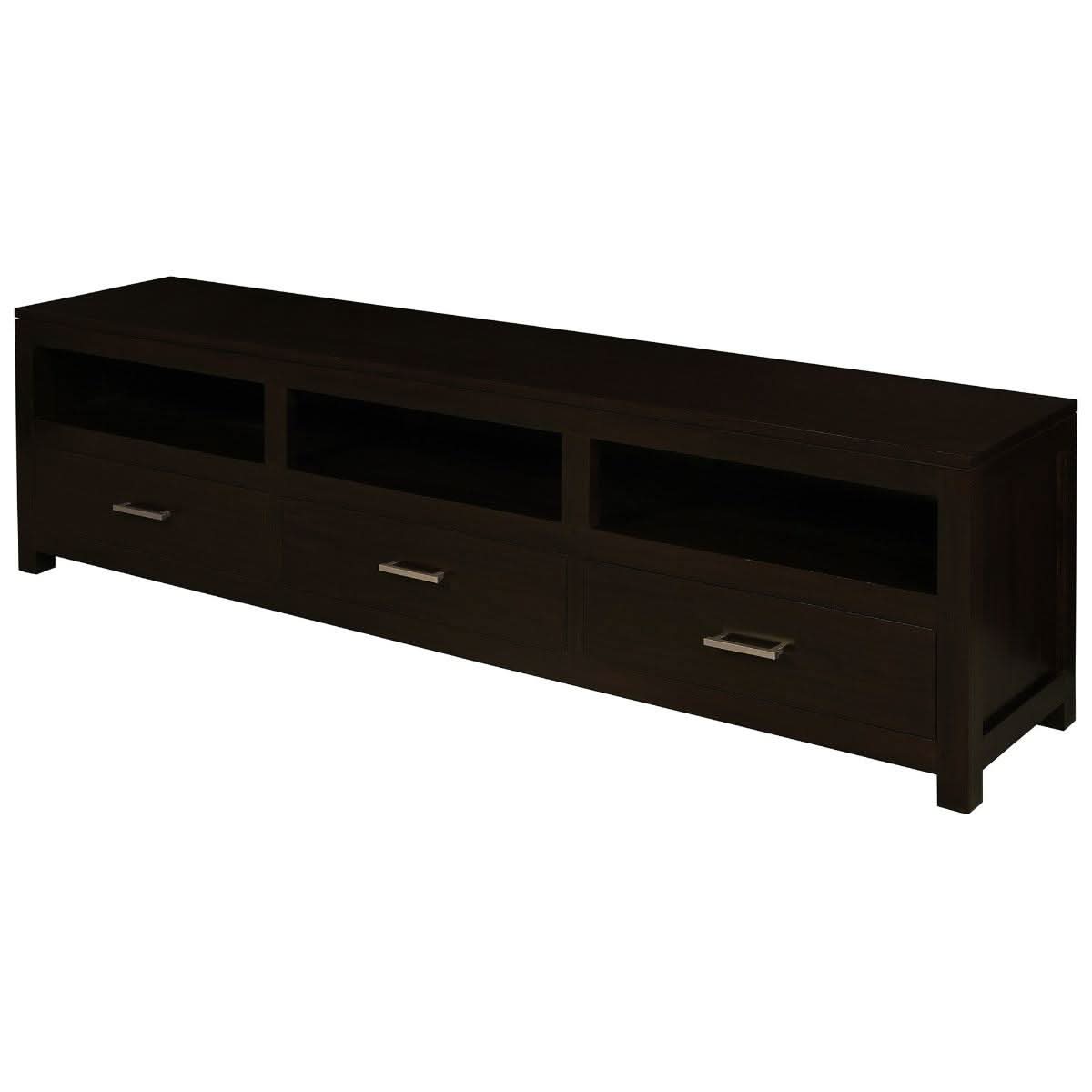 PARIS SOLID MAHOGANY TV UNIT 190CM WITH 3 DRAWERS IN CHOCOLATE - MyChocolateWood