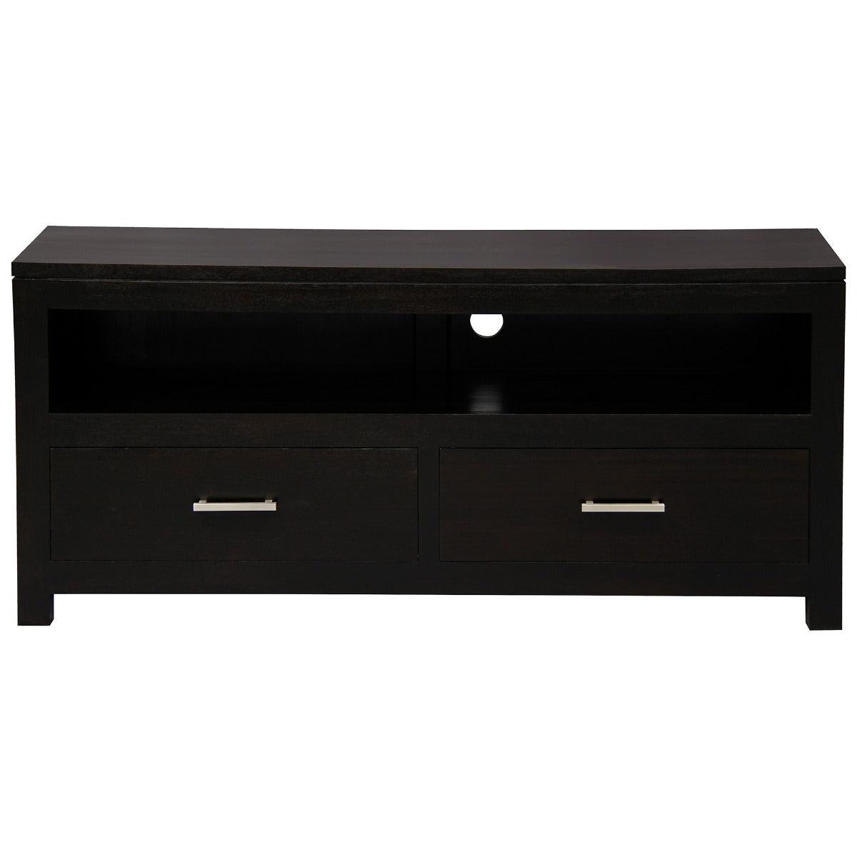 PARIS SOLID MAHOGANY TV UNIT WITH 2 DRAWERS IN CHOCOLATE 120CM - MyChocolateWood