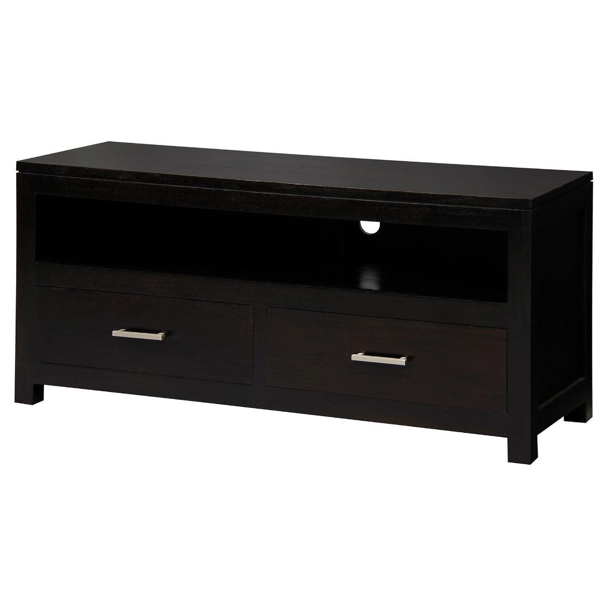 PARIS SOLID MAHOGANY TV UNIT WITH 2 DRAWERS IN CHOCOLATE 120CM - MyChocolateWood