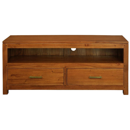 PARIS SOLID MAHOGANY TV UNIT WITH 2 DRAWERS IN LIGHT PECAN 120CM - MyChocolateWood