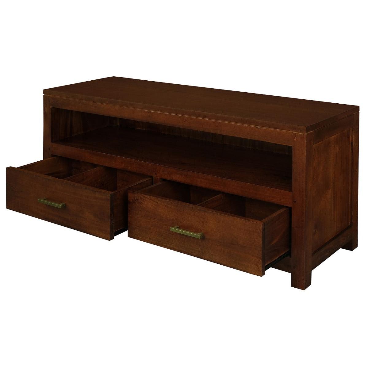 PARIS SOLID MAHOGANY TV UNIT WITH 2 DRAWERS IN MAHOGANY 120CM - MyChocolateWood