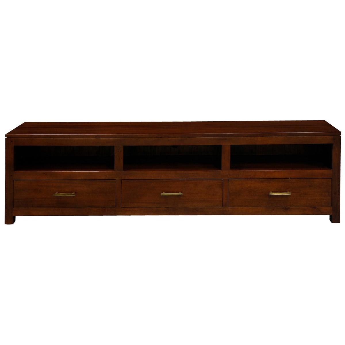 PARIS SOLID MAHOGANY TV UNIT WITH 3 DRAWERS IN MAHOGANY 190CM - MyChocolateWood