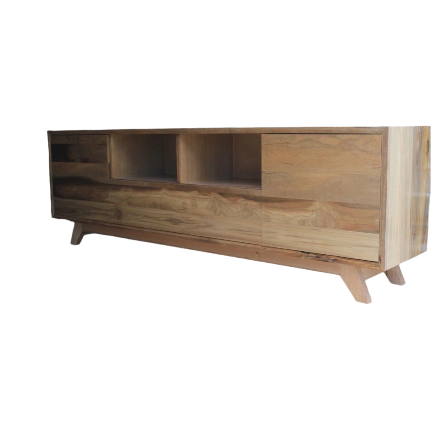 PARISA SPOTTED GUM HARDWOOD TIMBER LOWLINE TV ENTERTAINMENT UNIT 2 DOORS /1 DRAWER - MyChocolateWood