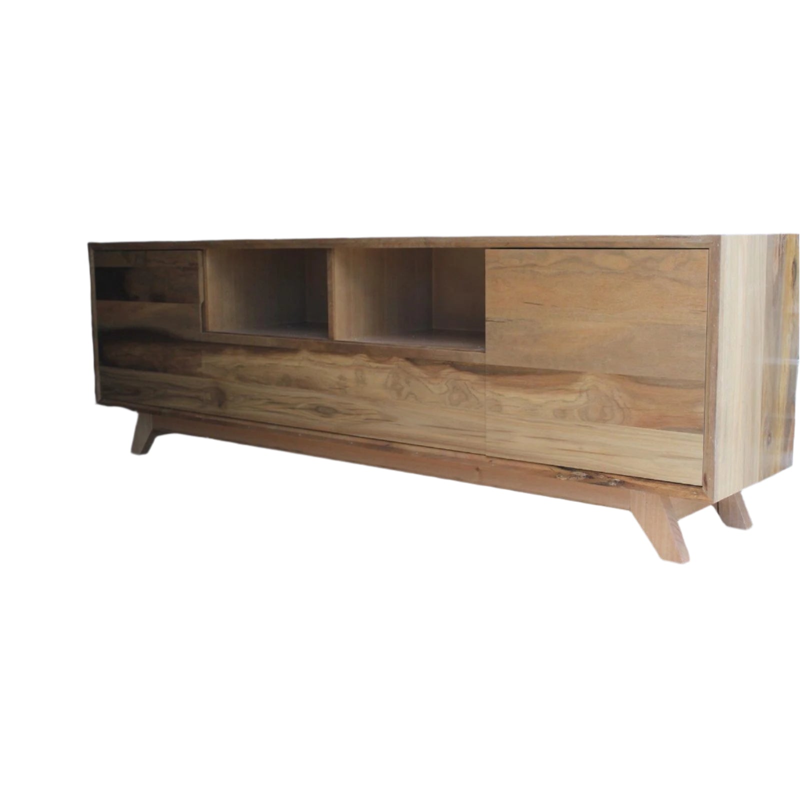 PARISA SPOTTED GUM HARDWOOD TIMBER LOWLINE TV ENTERTAINMENT UNIT 2 DOORS /1 DRAWER - MyChocolateWood