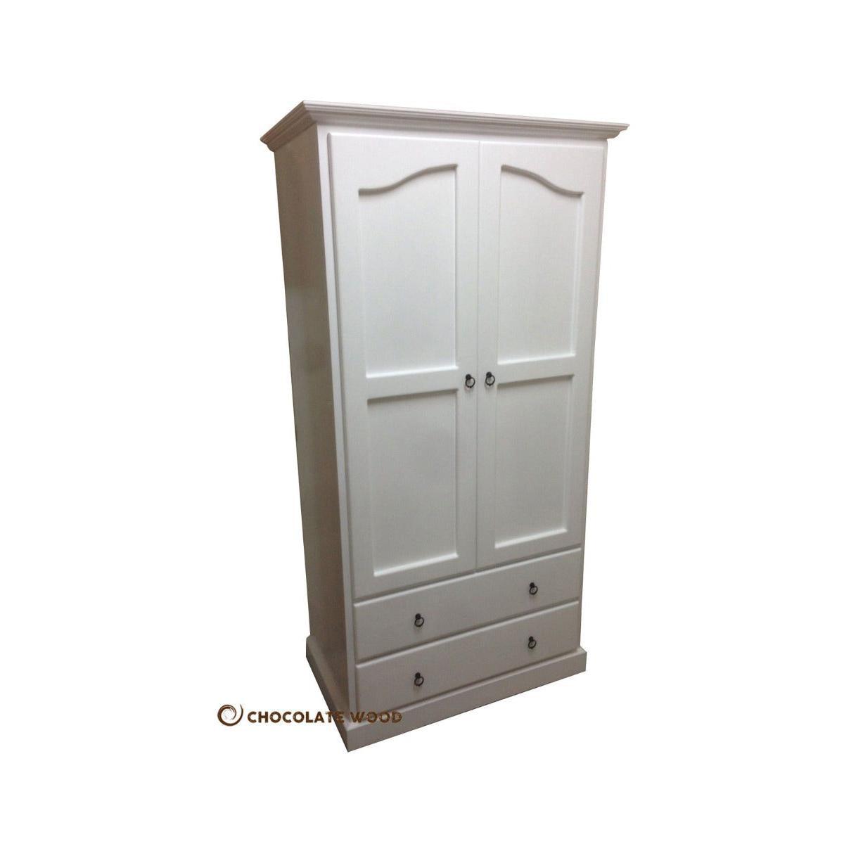PAUDHA WHITE WARDROBE/ARMOIRE IN SOLID NZ PINE CUSTOM MADE - MyChocolateWood