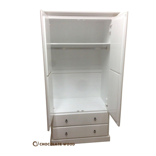 PAUDHA WHITE WARDROBE/ARMOIRE IN SOLID NZ PINE CUSTOM MADE - MyChocolateWood