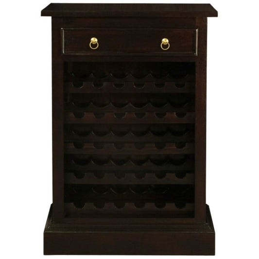 PEGASUS SOLID MAHOGANY TIMBER 30 BOTTLE WINERACK W/ 1 DRAWER- CHOCOLATE - MyChocolateWood