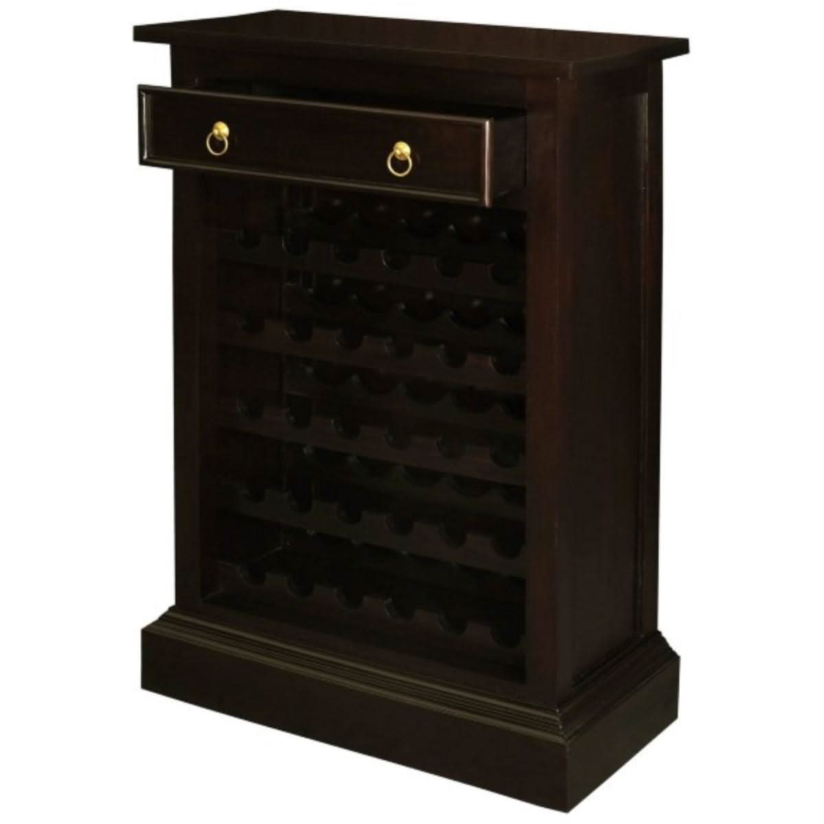 PEGASUS SOLID MAHOGANY TIMBER 30 BOTTLE WINERACK W/ 1 DRAWER- CHOCOLATE - MyChocolateWood