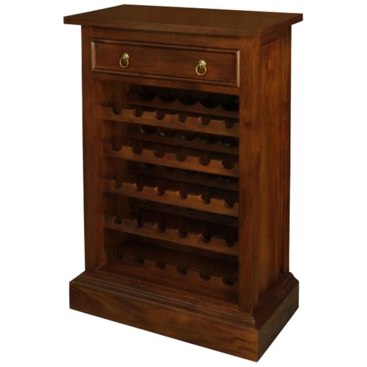 PEGASUS SOLID MAHOGANY TIMBER 30 BOTTLE WINERACK W/ 1 DRAWER - MAHOGANY - MyChocolateWood
