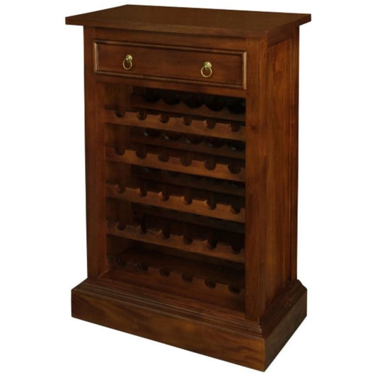 PEGASUS SOLID MAHOGANY TIMBER 30 BOTTLE WINERACK W/ 1 DRAWER - MAHOGANY - MyChocolateWood