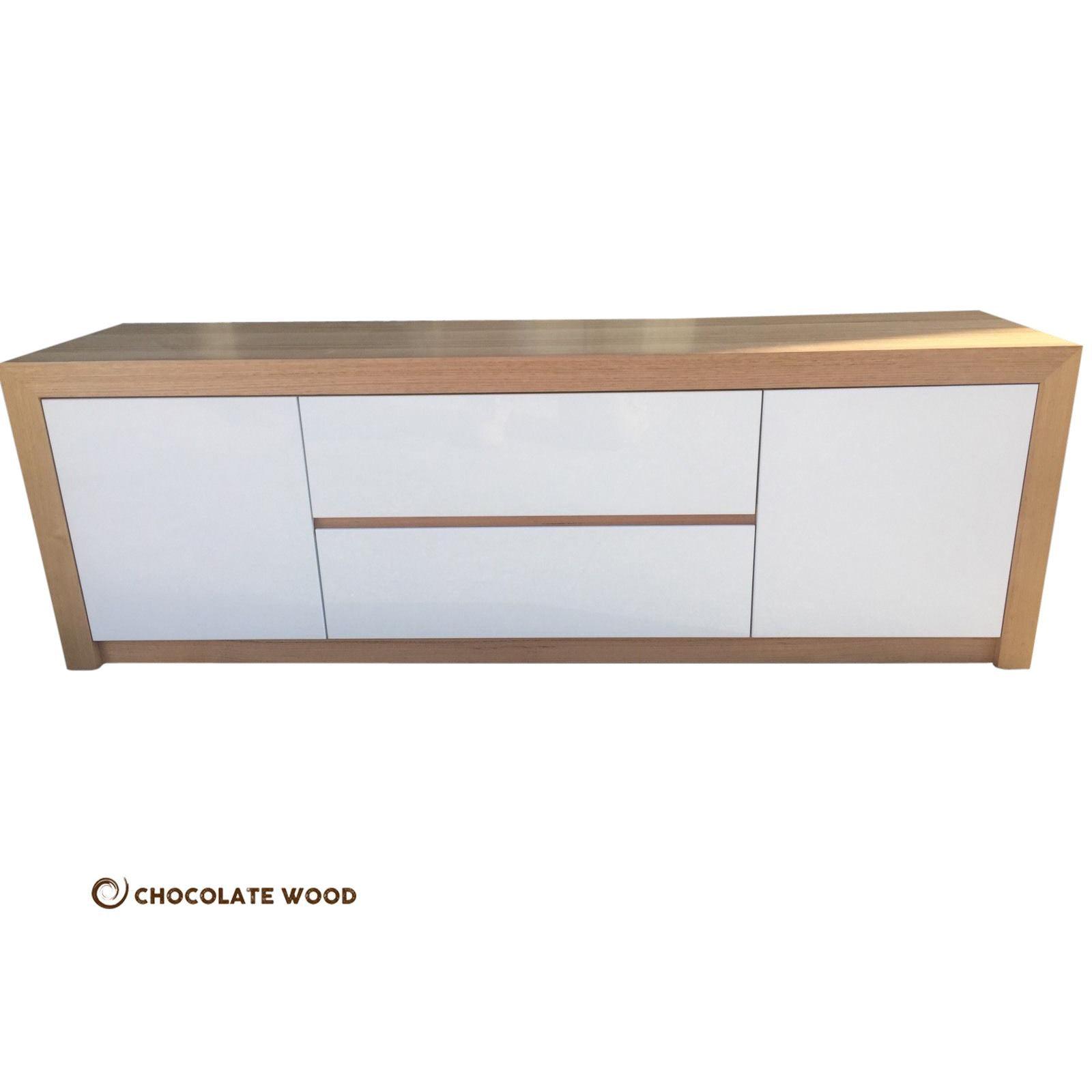 PERETCH TASSIE OAK MADE TO ORDER 1 TUCKIN & 1 DRAWER IN CLEAR LACQUER TV/ENTERTAINMENT UNIT - MyChocolateWood