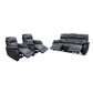 PERSI GENUINE LEATHER 3-SEATER + 2 SINGLE RECLINERS (ARMCHAIRS) SUITE GRAPHITE 3 PIECE LOUNGE SET - MyChocolateWood