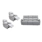 PERSI GENUINE LEATHER 3-SEATER + 2 SINGLE RECLINERS (ARMCHAIRS) SUITE SILVER 3 PIECE LOUNGE SET - MyChocolateWood