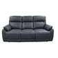 PERSI GENUINE LEATHER 3 SEATER SOFA WITH 2 POWER RECLINERS BLACK - MyChocolateWood