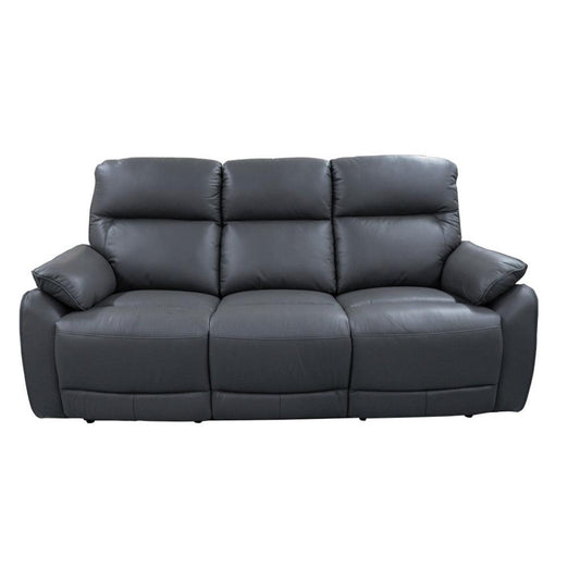 PERSI GENUINE LEATHER 3 SEATER SOFA WITH 2 POWER RECLINERS BLACK - MyChocolateWood