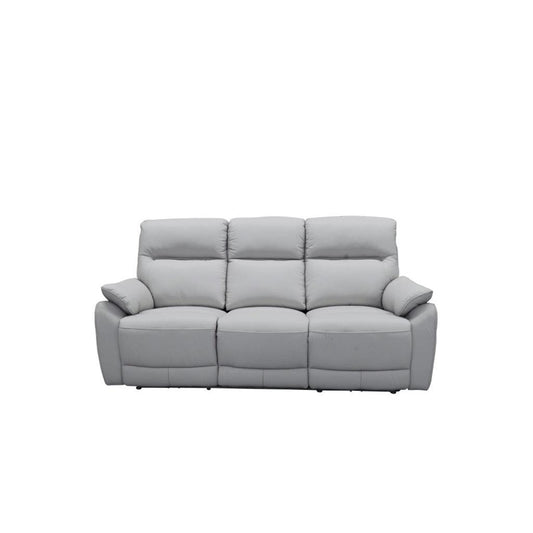 PERSI GENUINE LEATHER 3 SEATER SOFA WITH 2 POWER RECLINERS SILVER - MyChocolateWood