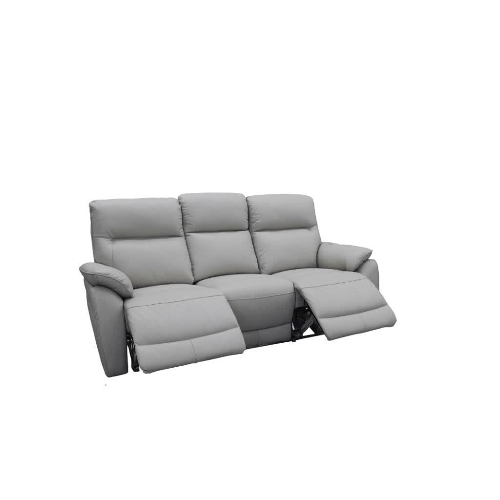 PERSI GENUINE LEATHER 3 SEATER SOFA WITH 2 POWER RECLINERS SILVER - MyChocolateWood