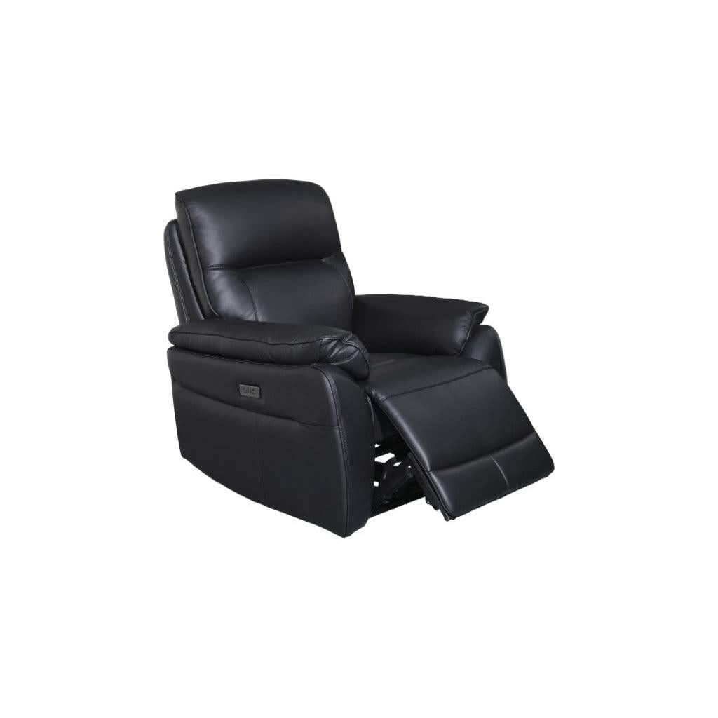PERSI GENUINE LEATHER SINGLE RECLINER ARMCHAIR BLACK - MyChocolateWood