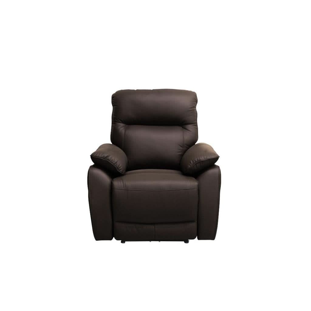 PERSI GENUINE LEATHER SINGLE RECLINER ARMCHAIR CHOCOLATE - MyChocolateWood