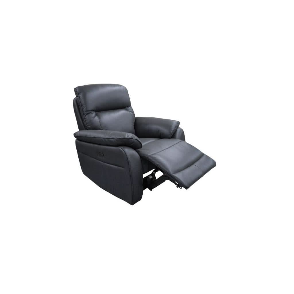 PERSI GENUINE LEATHER SINGLE RECLINER ARMCHAIR GRAPHITE - MyChocolateWood