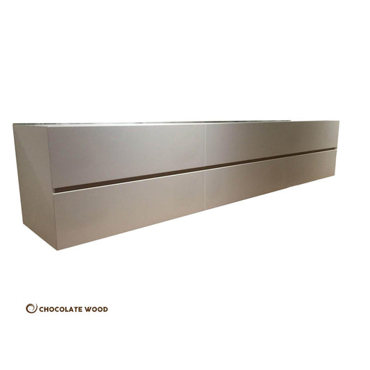 PETRA WALL MOUNTED TV/ENTERTAINMENT UNIT - IN WHITE POLYURETHANE - MyChocolateWood