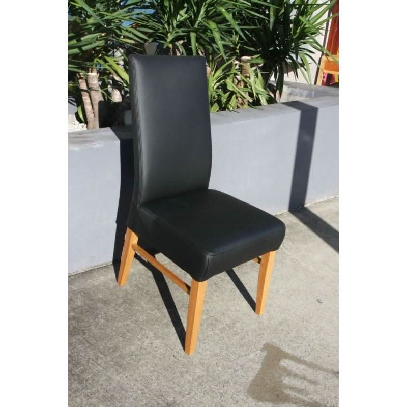PHILIPPO TOP GRAIN LEATHER DINING ROOM CHAIR WITH AMERICAN OAK LEGS - MyChocolateWood
