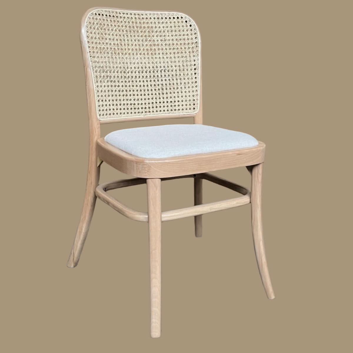 PHOENIX FABRIC SEAT DINING CHAIR IN RAW FINISH - MyChocolateWood