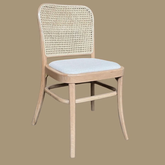 PHOENIX FABRIC SEAT DINING CHAIR IN RAW FINISH - MyChocolateWood