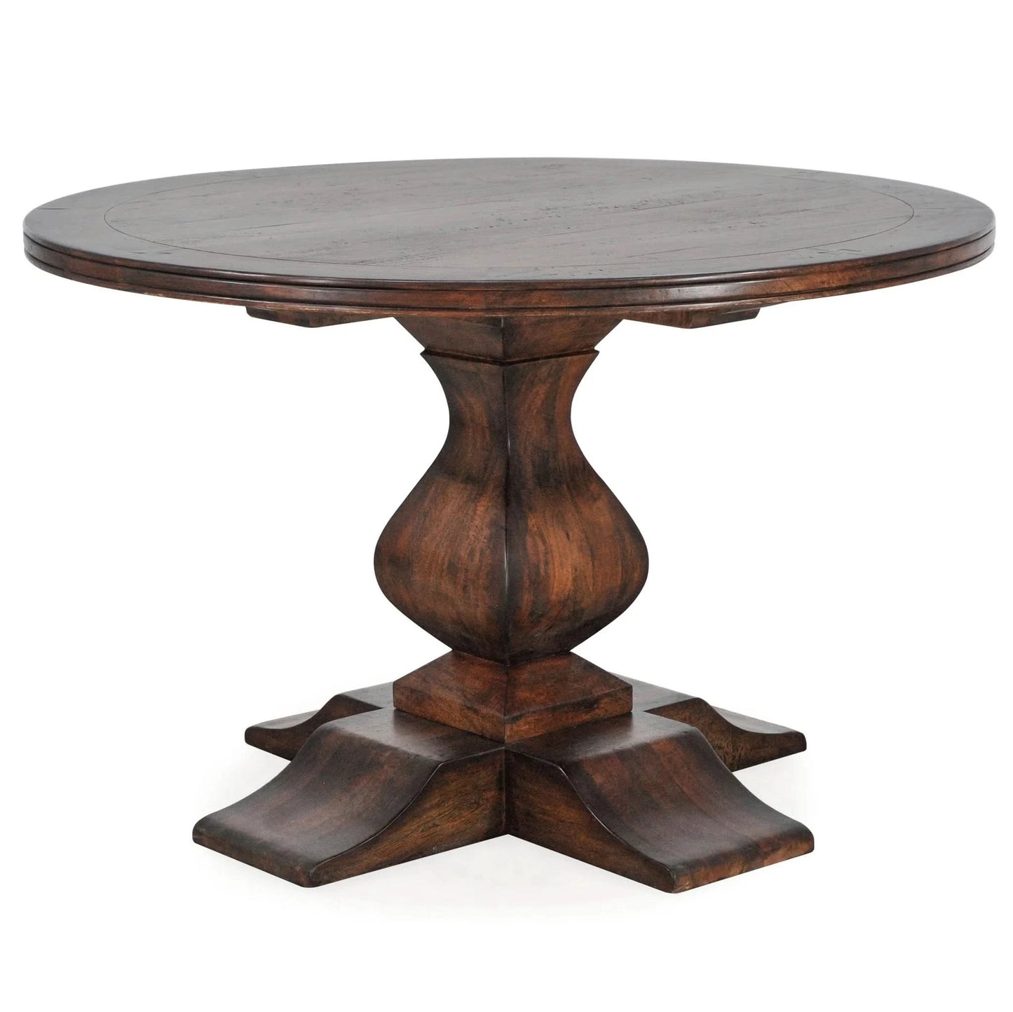 PHOENIX OLD ELMWOOD ROUND PEDESTAL DINING TABLE 140CM - MyChocolateWood
