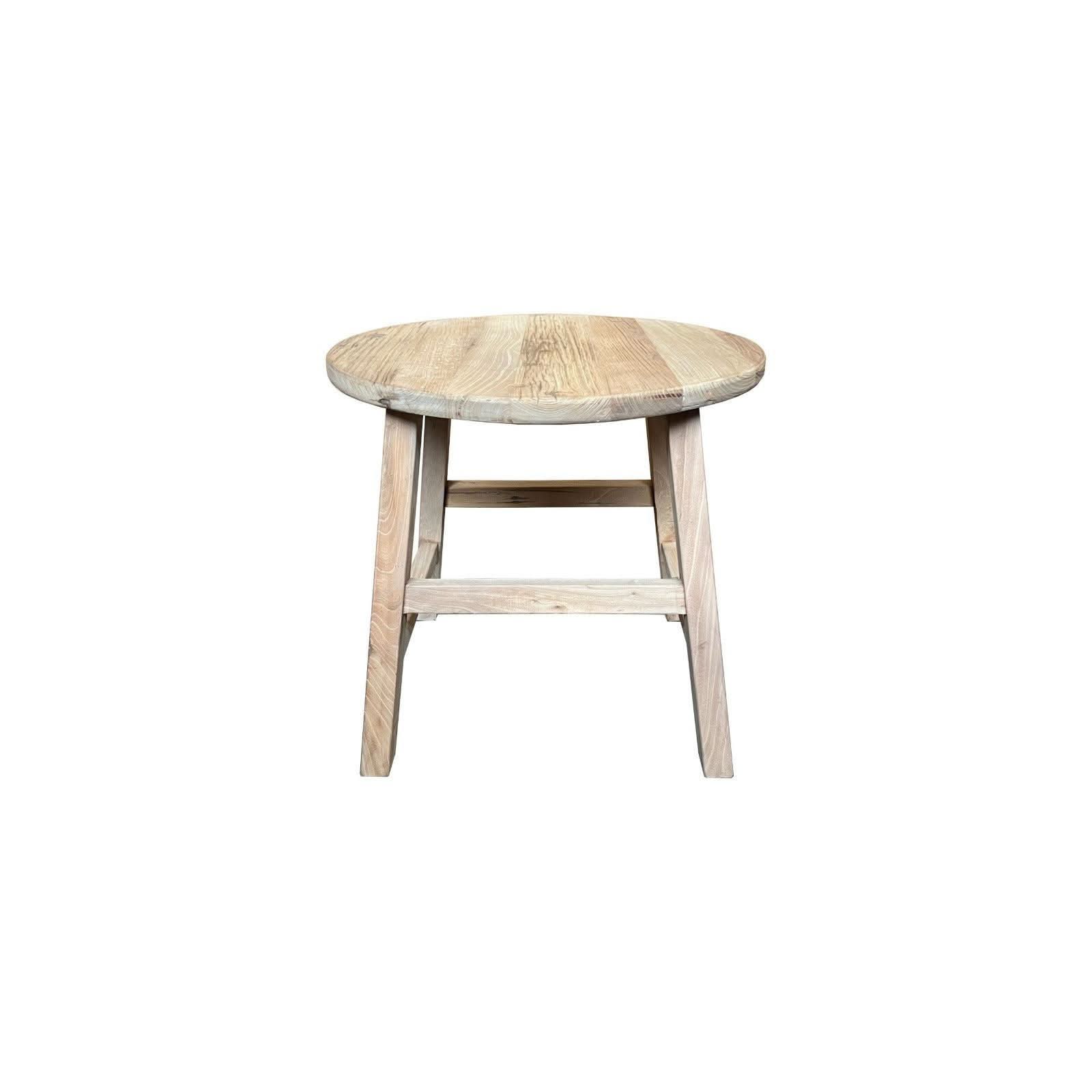 PIONEER 60CM DIAMETER ROUND LAMP/SIDE TABLE IN RECYCLED ELM - MyChocolateWood