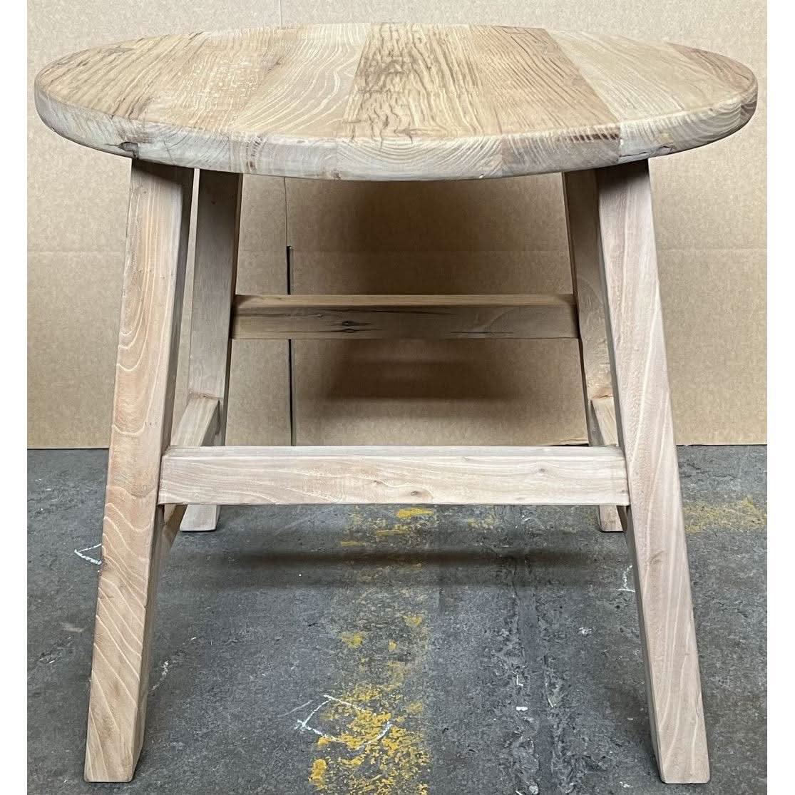 PIONEER 60CM DIAMETER ROUND LAMP/SIDE TABLE IN RECYCLED ELM - MyChocolateWood