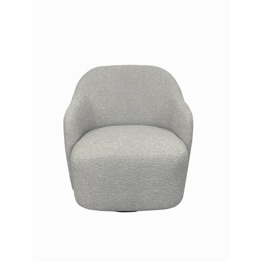 PRIMROSE BOUCLE FABRIC SWIVEL ARMCHAIR IN LIGHT GREY - MyChocolateWood