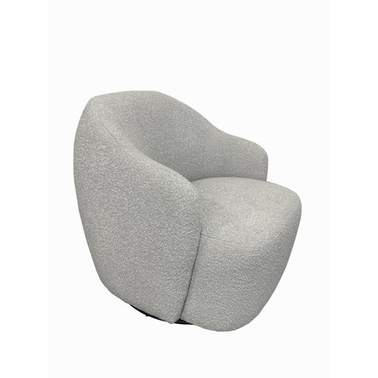 PRIMROSE BOUCLE FABRIC SWIVEL ARMCHAIR IN LIGHT GREY - MyChocolateWood