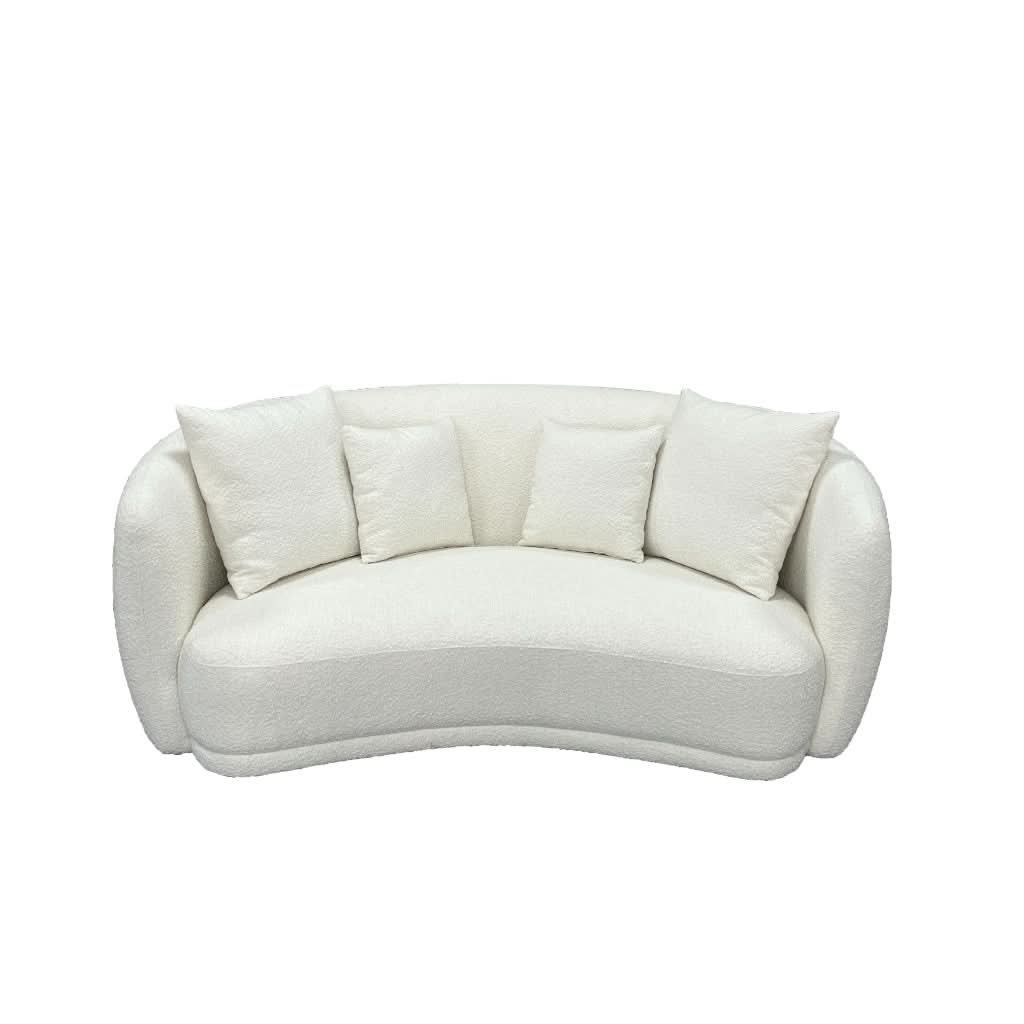 PRIMROSE BOUCLE FABRIC2.5-SEATER SOFA IN WHITE - MyChocolateWood