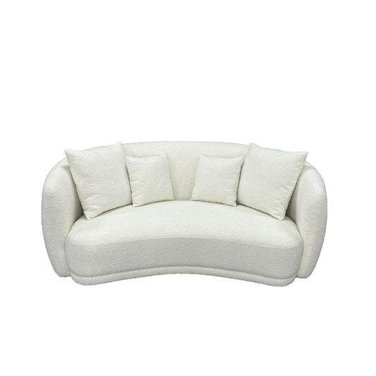 PRIMROSE BOUCLE FABRIC2.5-SEATER SOFA IN WHITE - MyChocolateWood