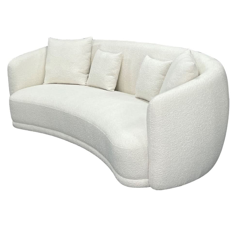 PRIMROSE BOUCLE FABRIC2.5-SEATER SOFA IN WHITE - MyChocolateWood