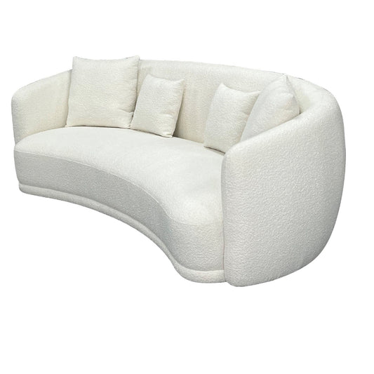 PRIMROSE BOUCLE FABRIC2.5-SEATER SOFA IN WHITE - MyChocolateWood