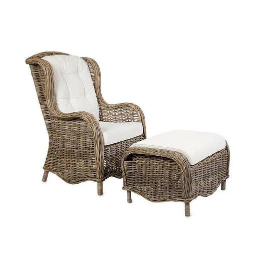 PRINCE CHAIR / RATTAN LOUNGE CHAIR/ ACCENT CHAIR/ ARMCHAIR - KUBU GREY - MyChocolateWood