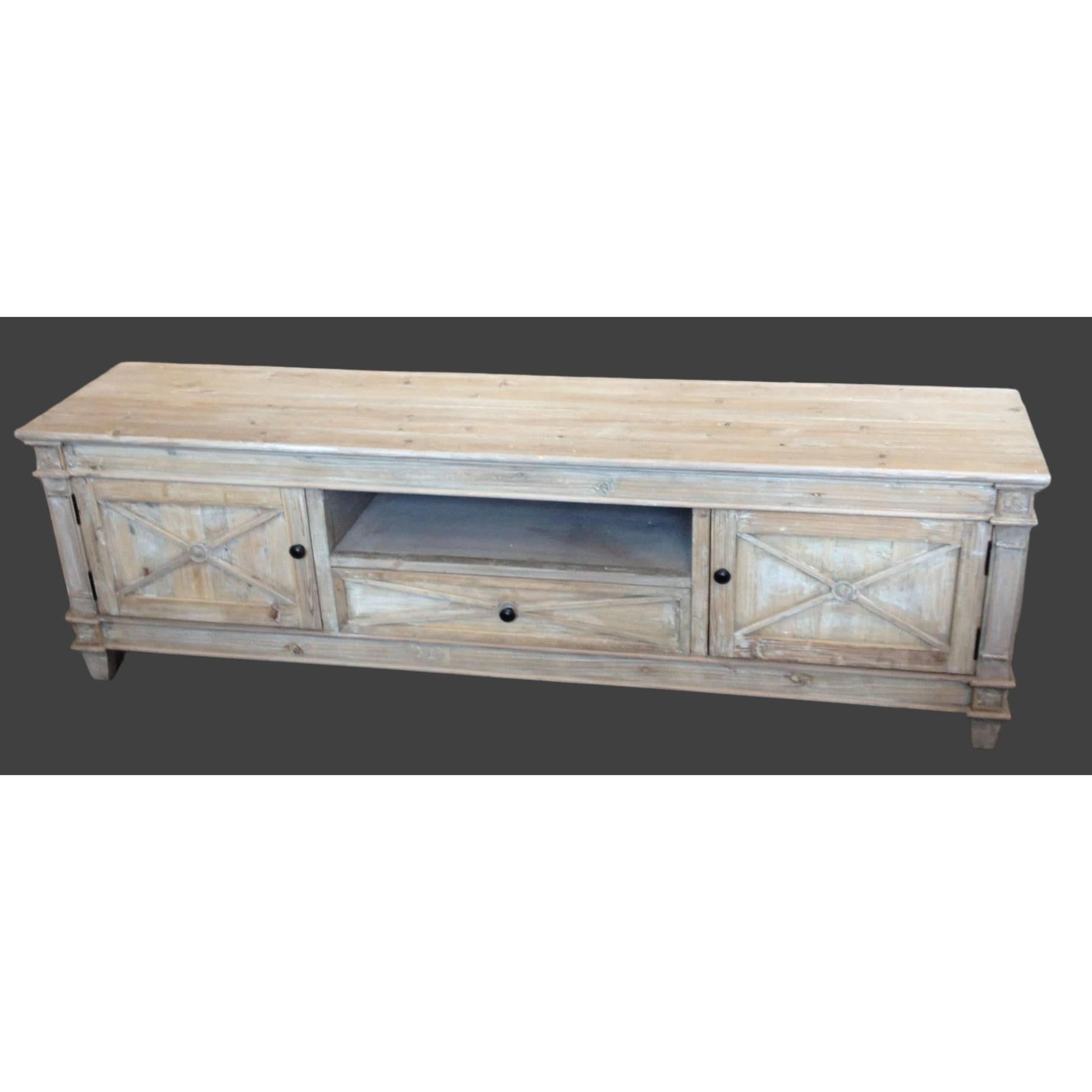 PROVENZ RECYCLED ELM RUSTIC 2-DOORS & 1 DRAWER TV/ENTERTAINMENT UNIT - MyChocolateWood