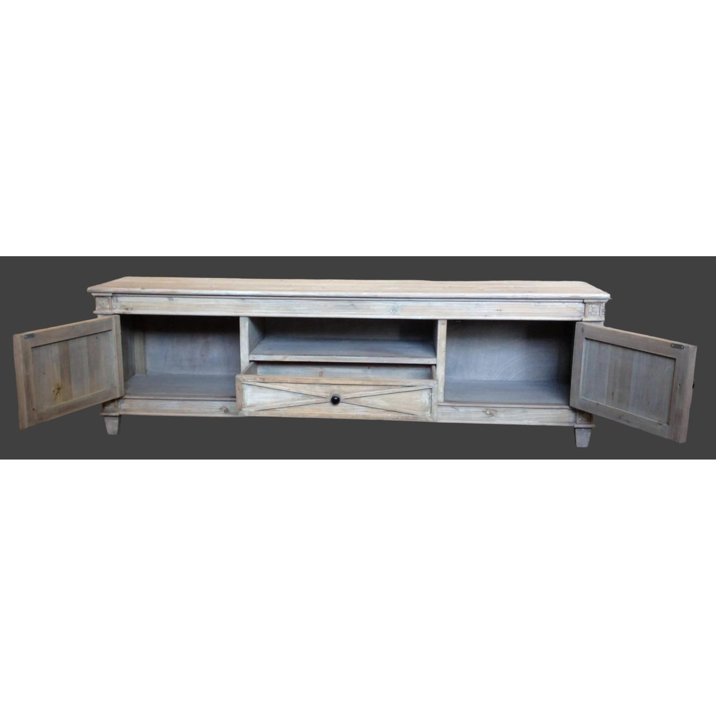 PROVENZ RECYCLED ELM RUSTIC 2-DOORS & 1 DRAWER TV/ENTERTAINMENT UNIT - MyChocolateWood